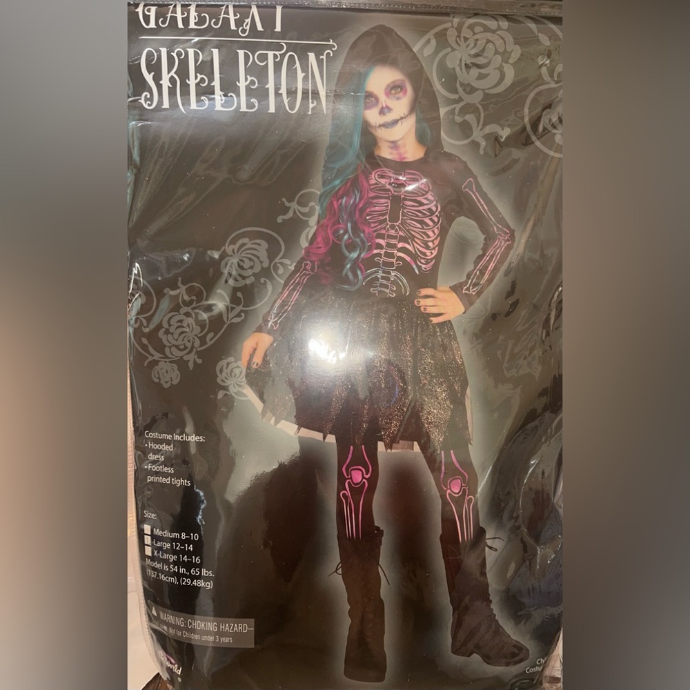 Galaxy Skeleton Halloween Costume Girl‎ L 12/14